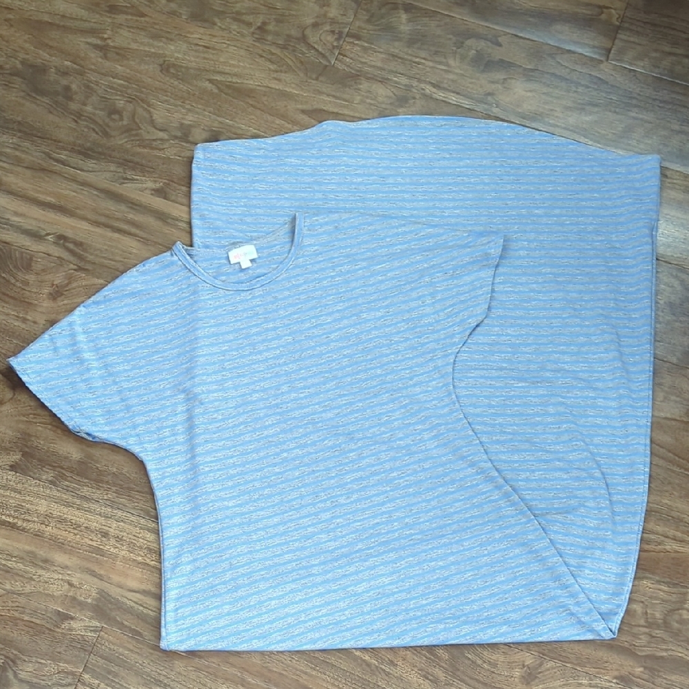 Free With Bundle LuLaRoe Blue Grey Striped Maxi Dress